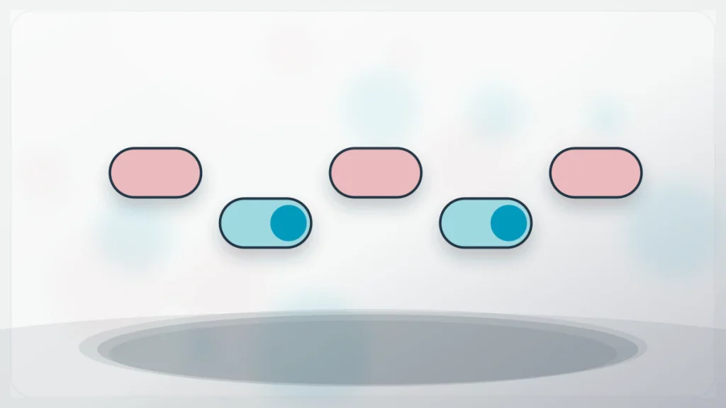 동기부여 학습 개념을 표현한 선택지를 대비한 스위치형 모듈 정물, 구성 변형 1