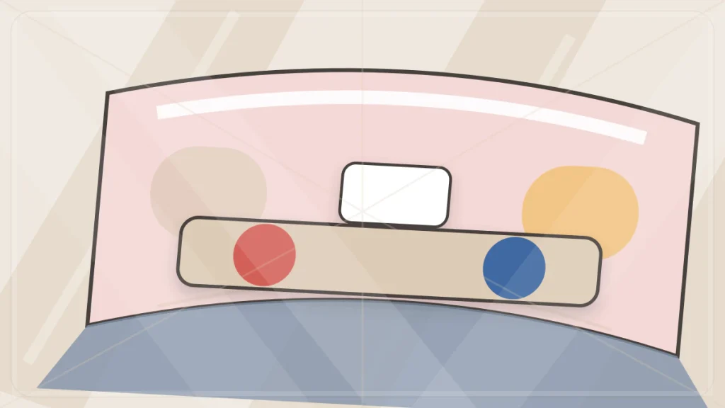 검체 라벨링 학습 개념을 표현한 밝고 간결한 의료진 휴게 공간, 북서쪽 대각 사선 구도
