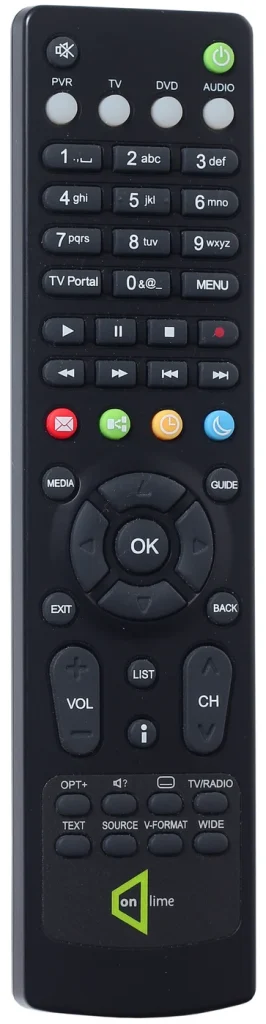 숫자와 재생 버튼이 있는 검은색 TV 리모컨